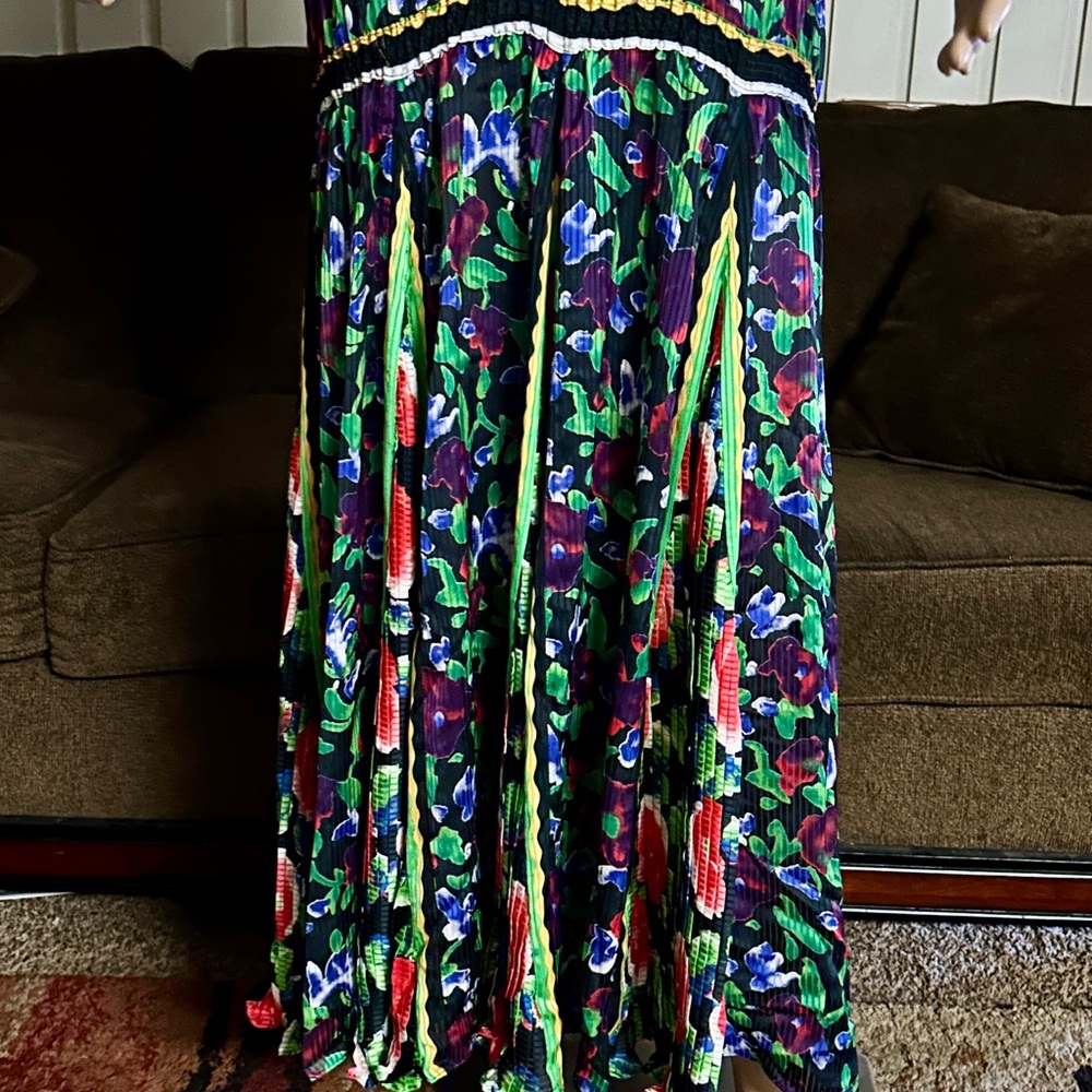 Diane Freis~Vintage • Large • Multi-Colors • Floral •W/ Ruffles & Tie Boho Dress - Picture 15 of 16